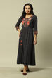 Black Viscose Straight Printed Dress image number 5