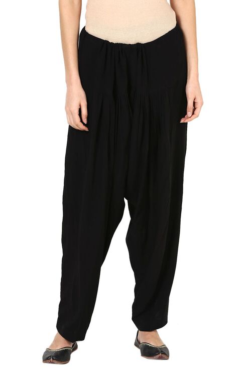 Black Viscose Rayon Fusion Pants image number 0