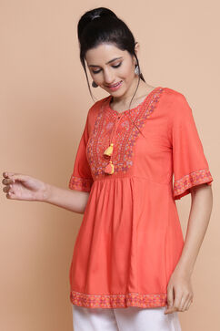 Coral Viscose Rayon Short Top image number 2