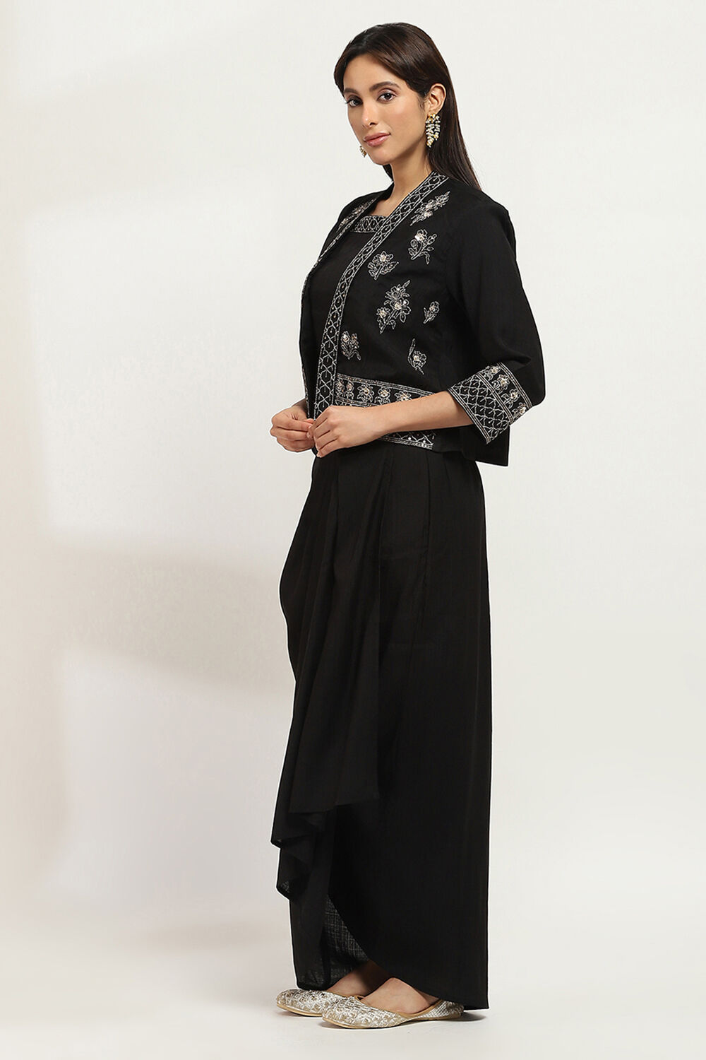 Black Viscose Blend Skirt Set image number 3