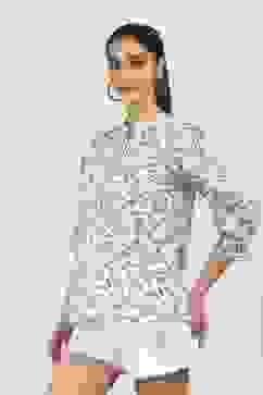 Blue Cotton Blend Straight Tops image number 2