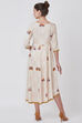 Off White Viscose Rayon Kalidar Dress image number 4
