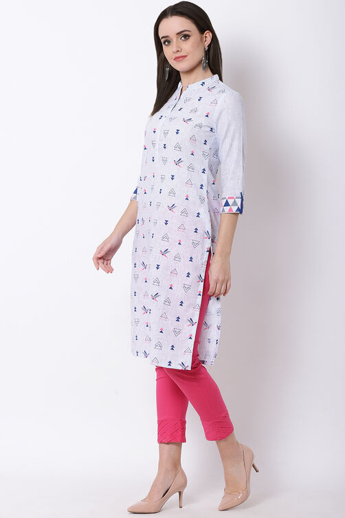 Blue Poly Cotton Straight Kurta image number 2