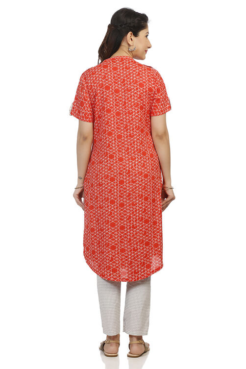Red Viscose Straight Kurta image number 4