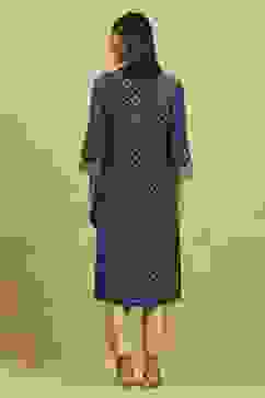 Blue Viscose Blend Printed Gathered Kurta image number 3