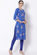 Blue Viscose Straight Kurta image number 3