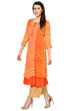 Orange Flared Polyester Kurta image number 2