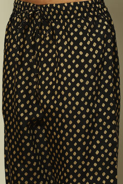 Black LIVA LIVA Straight Printed Kurta Palazzo Suit Set image number 2