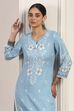 Blue Viscose Rayon Straight Kurta Pants Set image number 7