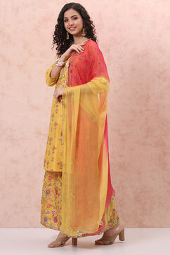 Yellow Art Silk Sharara Suit Set image number 5