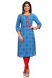 Blue Straight Cotton Kurta image number 0