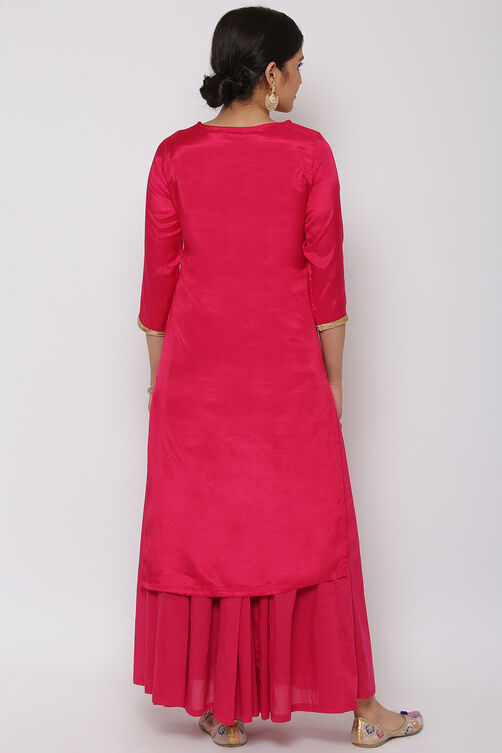 Pink Viscose Straight Suit Set image number 6