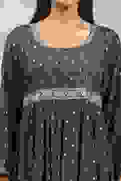 Green Viscose Rayon Printed Anarkali Dress image number 1