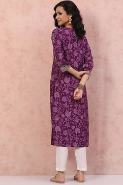 Purple LIVA Straight Kurta image number 4