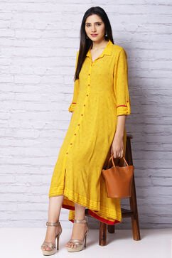 Mustard Viscose Rayon Dress image number 1