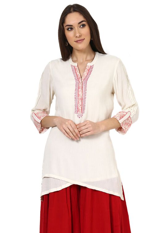 White Straight Viscose Rayon Indie Top image number 0
