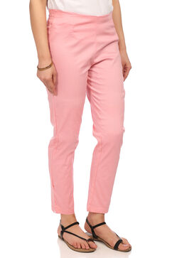 Light Pink Cotton Slim Pants image number 2