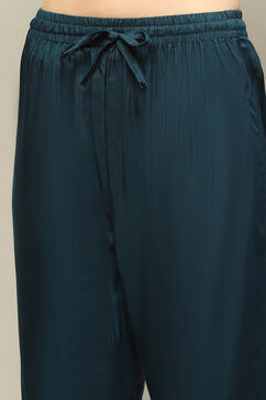 Blue Viscose Blend Straight Yarn Dyed Kurta Palazzo Suit Set image number 2