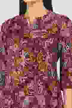 Red Viscose Polyester Viscose Rayon Kurta Pants Set image number 1