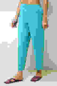 Aqua Cotton Lycra Solid Regular Pants image number 2