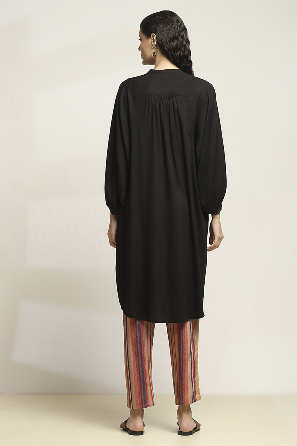 Black Viscose Rayon Straight SET image number 4