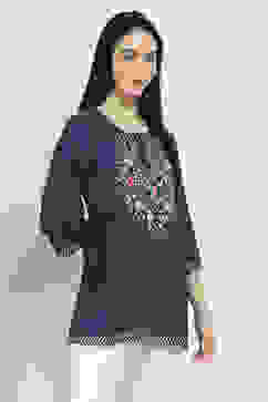 Navy Viscose Rayon Straight Kurti image number 4