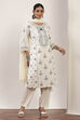 White Cotton Blend Straight Suit Sets image number 6