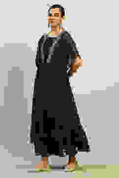 Black Poly Georgette A-Line Printed Top Lehanga Lehenga image number 3