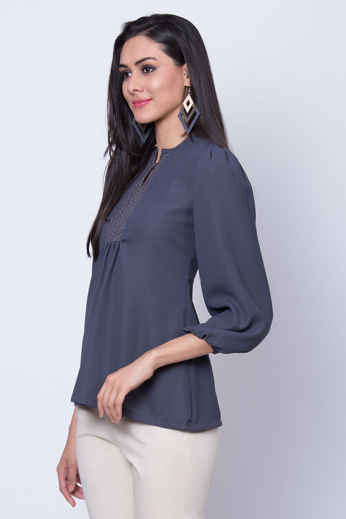 Teal Blue Poly Cotton Straight Top image number 3