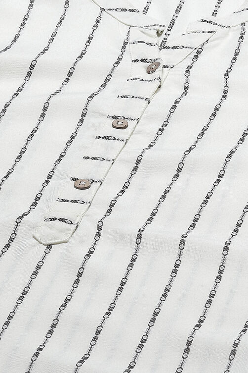 Off-white Printed Straight Kurta image number 1