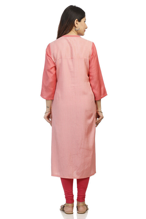 Peach Straight Viscose Kurta image number 4