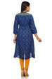 Indigo Asymmetric Polyester Kurta image number 4
