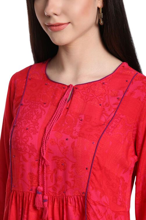 Pink Viscose Flared Indie Top image number 1