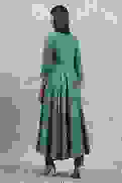 Teal Green Viscose Rayon Embroidered Anarkali Suit Set image number 4