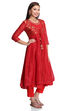 Red Kalidar Poly Cotton Kurta image number 2