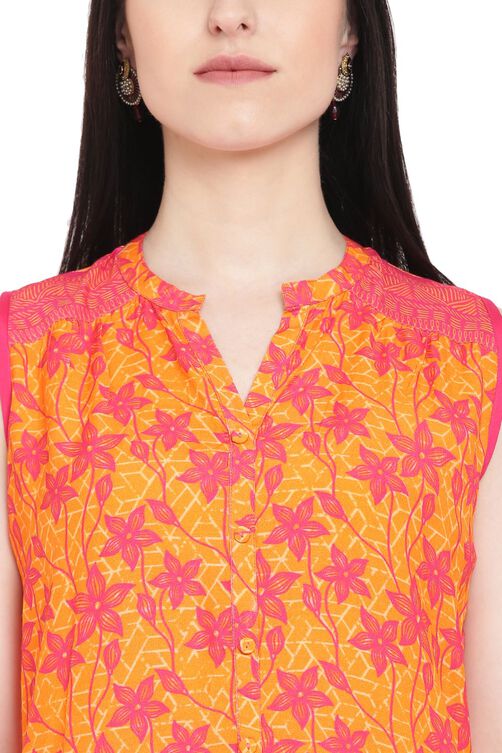 Orange Viscose Flared Kurta image number 1