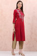 Magenta Art Silk Straight Kurta image number 0