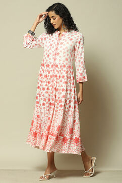 White Rayon Anarkali Printed Dress image number 2