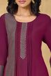 Purple Cotton Straight Yarndyed Kurta Pants Set image number 1