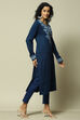 Cobalt Blue Acrylic Straight Solid Kurta image number 4