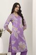 Purple Cotton Kurta Pants Set image number 7