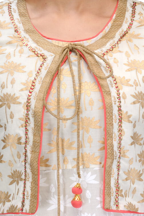 Off White Cotton Straight Jacket image number 4