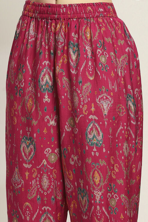 Black Viscose Blend Printed A-Line Kurta Pants Set image number 2