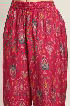 Pink Viscose Blend Printed A-Line Kurta Pants Set image number 2