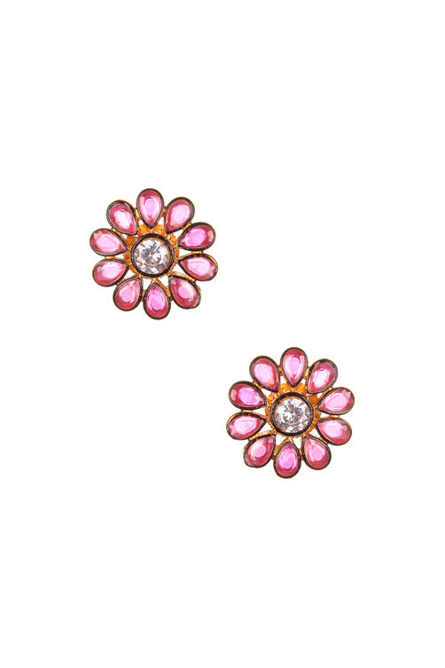 Golden Metal Brass Earrings image number 1