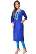 Blue Straight Cotton Kurta image number 1