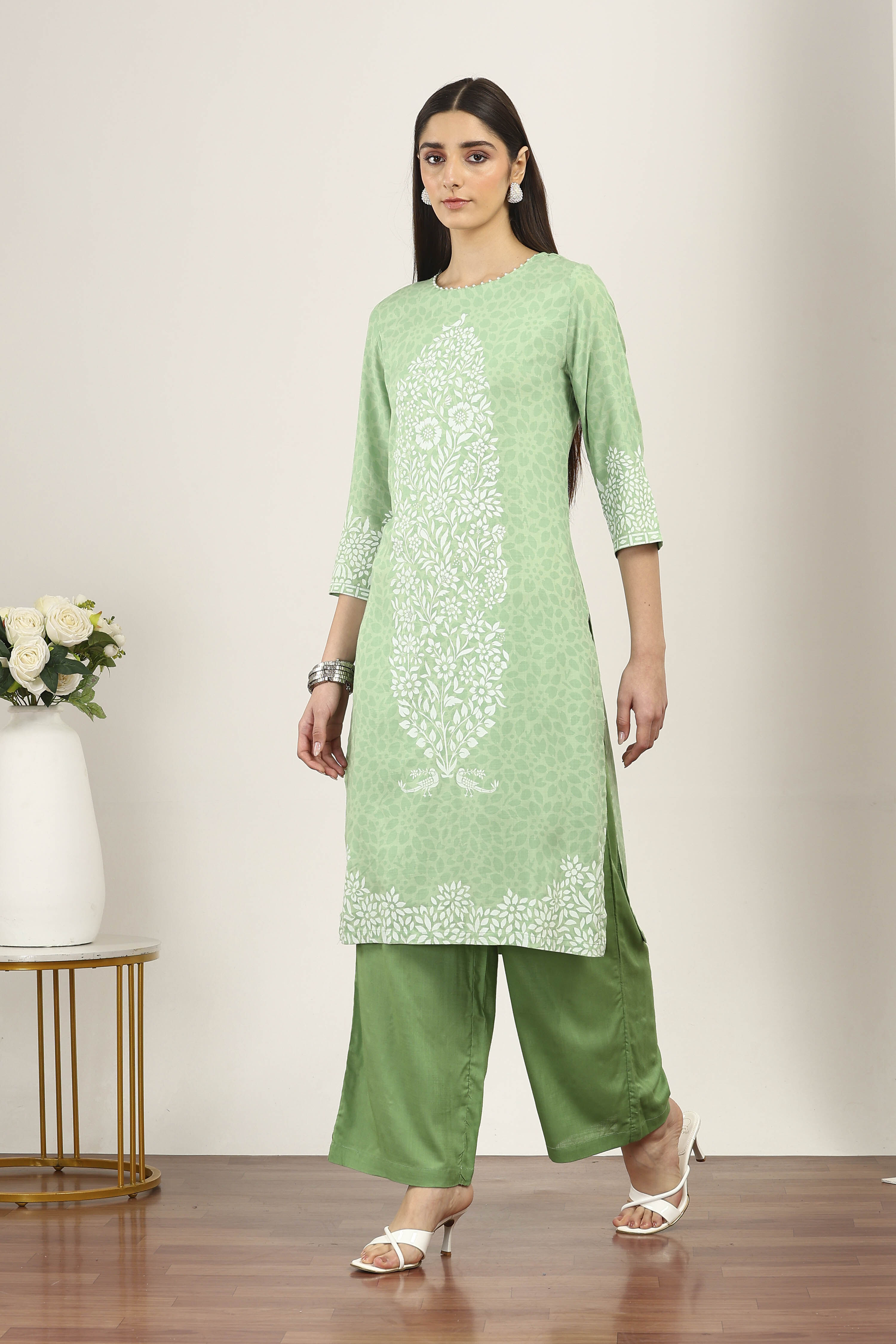 Blue Rayon Viscose Rayon Kurta Pants Set image number 3