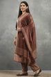 Brown Polyester Printed Straight Suit Set image number 3