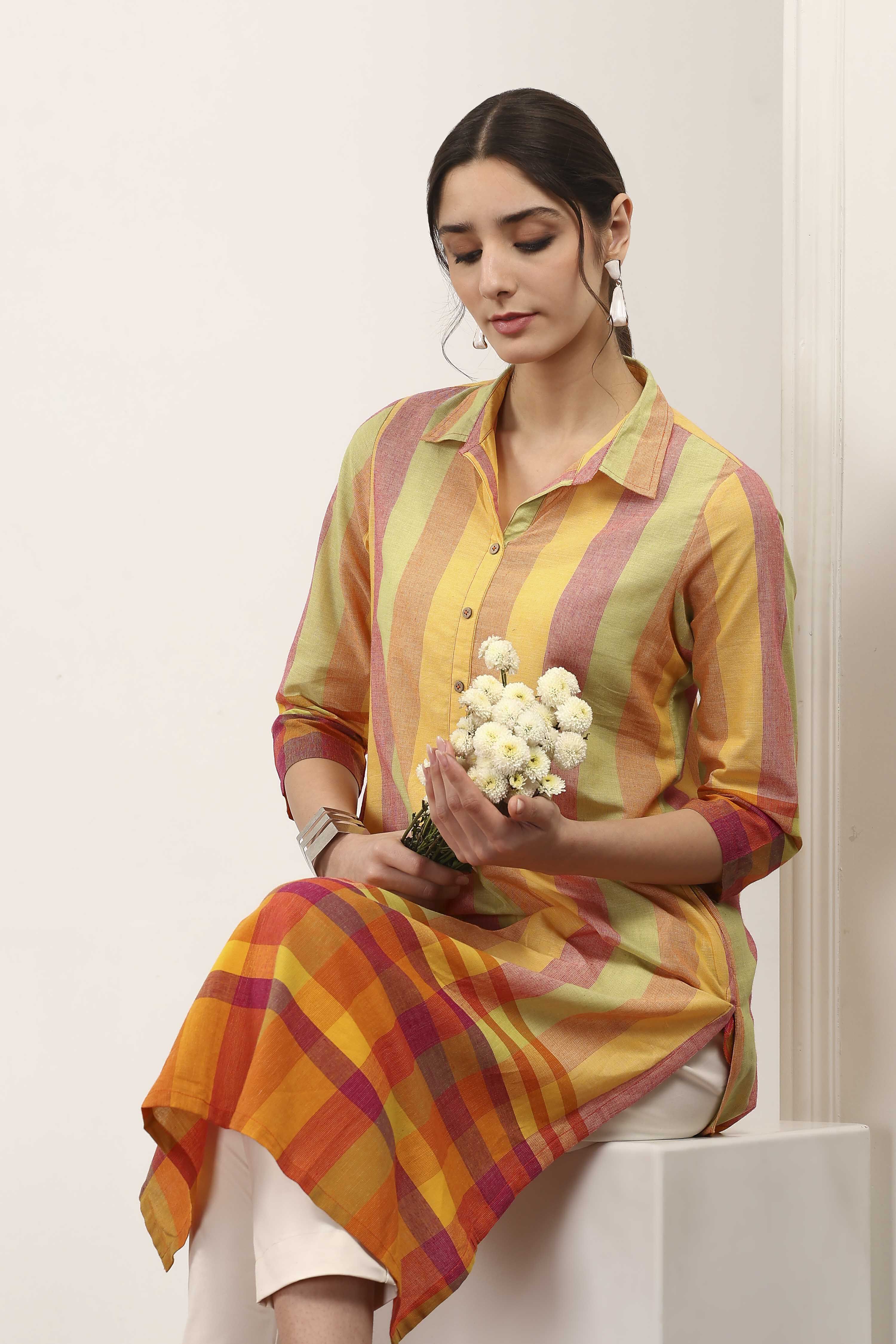 Blue Cotton Straight Kurtas image number 6