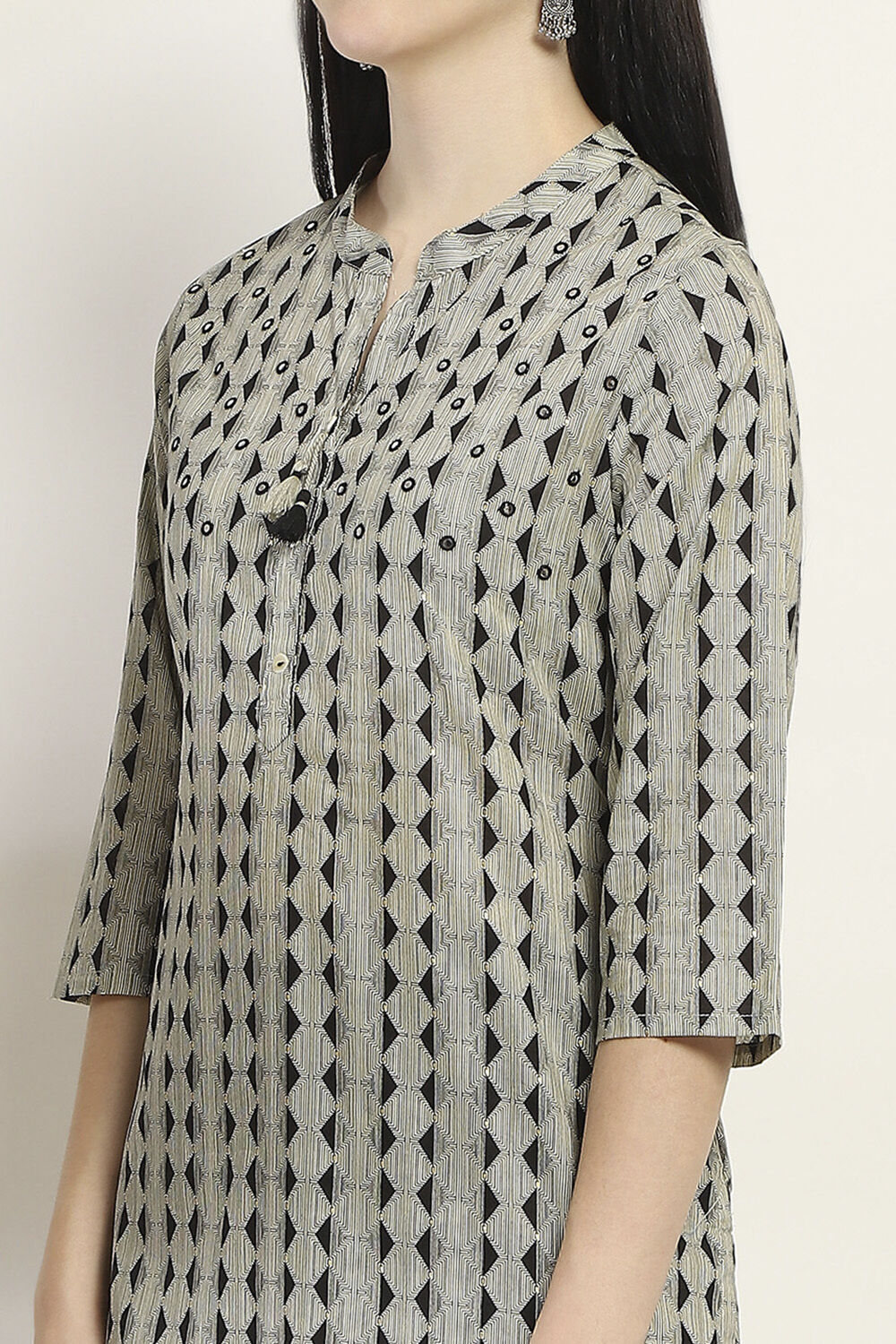 Black Cotton Straight Kurta image number 1